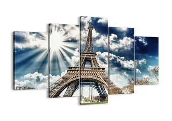 HD Spausdinimo 5 panles Drobės Tapybos Eifelio Bokšto Sienos Lipdukas Saulės Nuotraukų Spausdinimo Plakatas Modernus Apdailos Nuotrauką